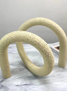 现代板简约ZKA北欧极简房几楼何喷砂绳结摆件样房售处书客厅软装