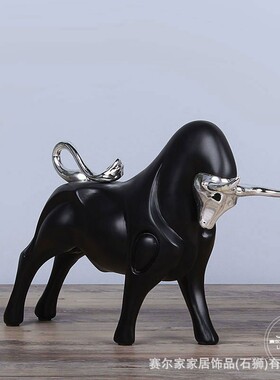 天然树脂现代化风格'电镀KD头牛办公摆件家居饰品简约时尚百搭款