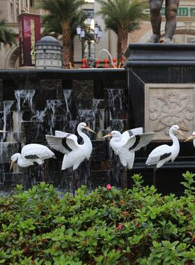 庭院景观装饰花园摆件 彷真白鹭仙鹤园林摆设工艺礼品摆饰树脂动