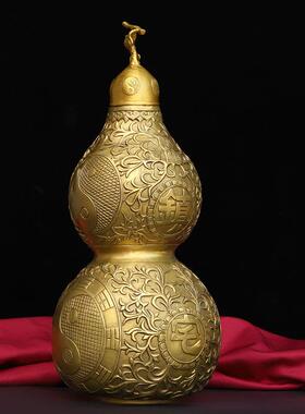 新款直销黄铜葫芦摆件铜开盖空心八卦家居客厅办公室装饰工艺品手