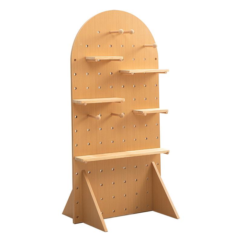 Drop-style solid wood perforated board floor rack vertical fitness arch SRE-shaped living room storage perforated board multi-function