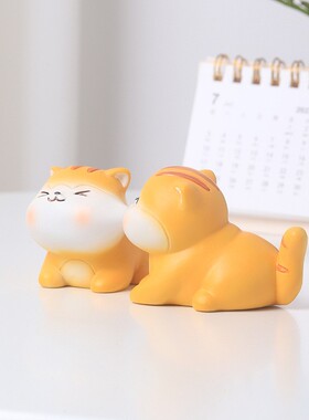 ins风可爱办公室桌面猫咪情侣摆件树脂创意恋爱节日礼物小摆件