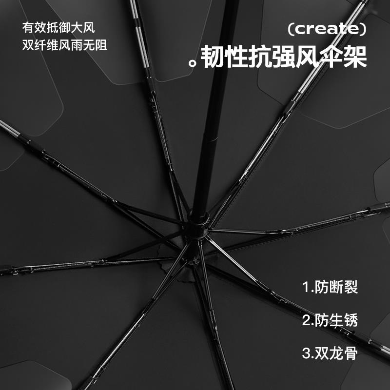 三折木柄易折伞记忆折痕贴片创新轻便免折叠秒收伞易收伞防晒纯色 - 图2