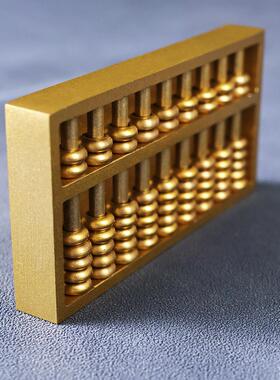 新款直销黄铜密底算盘小算盘招财聚财四方算盘九轴珠心算盘家居手