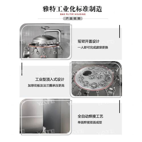 304不锈钢多袋式过滤器纸浆造纸喷嘴用水过滤设备化工袋式过滤机 - 图0