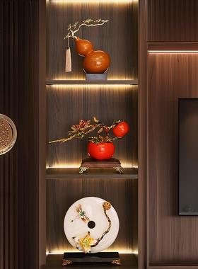 新中式珐琅彩喜柿临门工艺品摆件高档酒柜玄关装饰品新房乔迁礼物