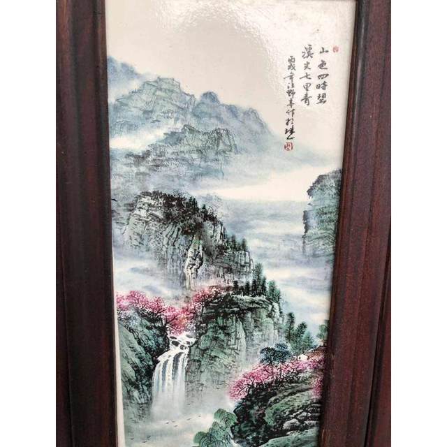 Antiques and miscellaneous handicrafts, mahogany inlaid miscellaneous pieces, old porcelain plates, porcelain paintings, pastel landscapes, four screen hangings