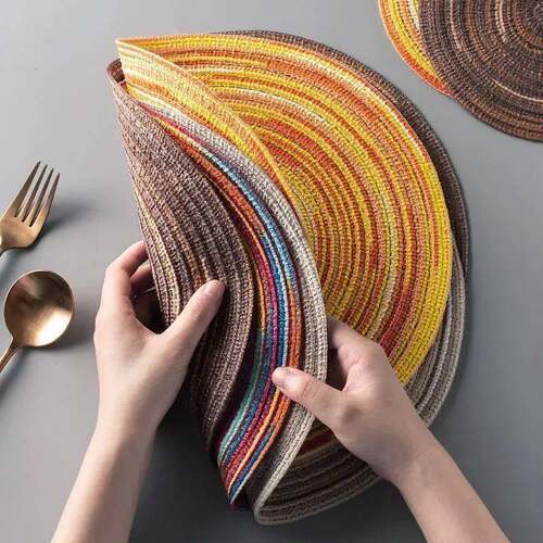 Round Placemat Table Woven Vinyl Individual Placemats for Ta - 图2
