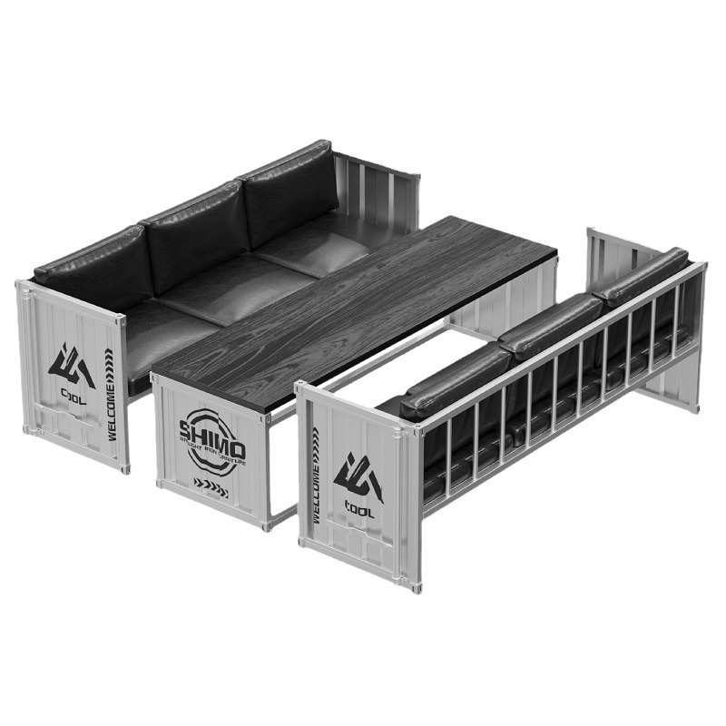 工业风奶茶店桌椅组合咖啡厅烧烤店创意洽谈酒吧清吧铁艺卡座沙发 - 图2