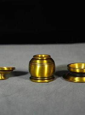 黄铜盖碗三件套摆件家居摆件工艺品