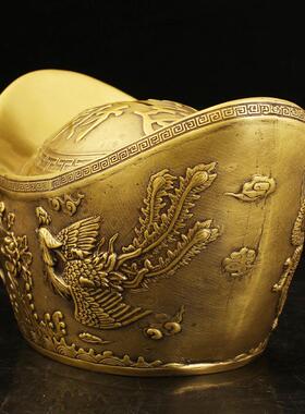 铜元宝铜存钱罐铜储蓄罐吉祥物家居客厅办公室摆件黄铜开业装饰品