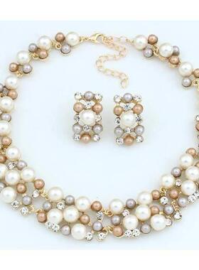 pearl necklaces set earrings jewelry women 珍珠潮女项炼饰品