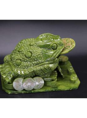 三脚玉雕金摆件开业礼品工艺品天然玉南蟾家居装饰