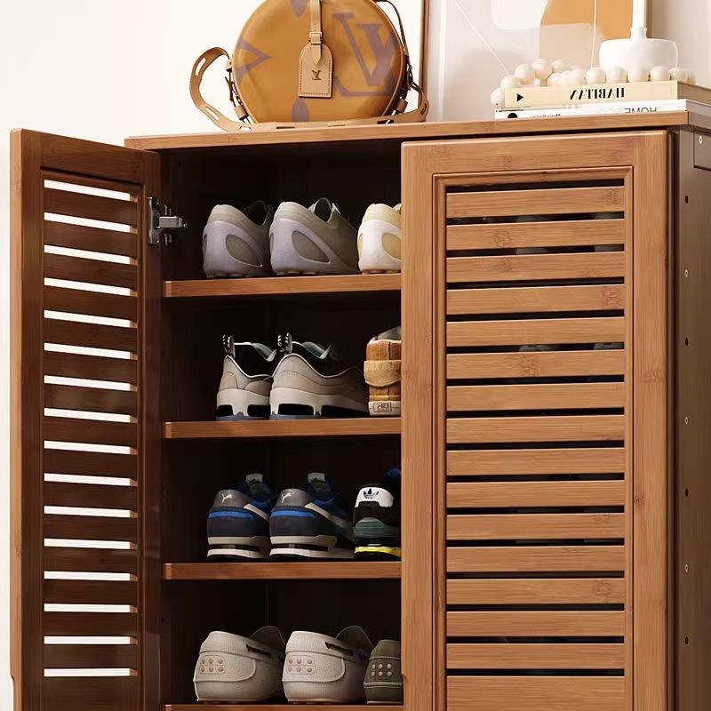 楠竹家用门口大容量百叶门多层收纳客厅阳台入户到顶收纳透气鞋柜 - 图2