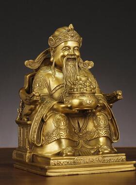 厂家全黄铜财神爷供奉佛象富贵财神文财神铜工艺品摆件