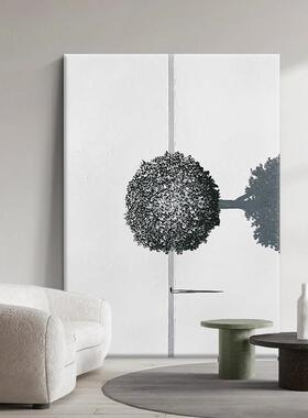 现代简约抽象装饰画客厅大树玄关肌理挂画意式黑白风景纯手绘油画