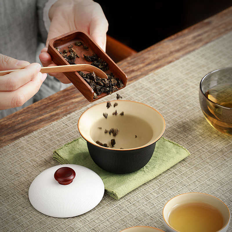 记今朝《黑白配》粗陶旅行茶具套装一壶二杯便携式户外泡茶器礼品 - 图3
