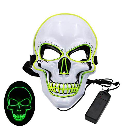 万圣节恐怖吓人鬼头小丑酒吧DJ夜店LED冷光面具 白骷髅头面具发光 - 图3