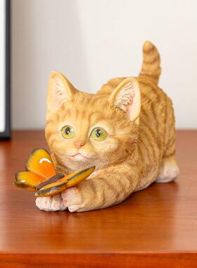 可爱猫咪摆件房间桌面卧室书房办公桌创意摆设家居装饰品手工礼物