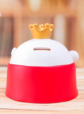 直销新款创意小雪球搪胶存钱罐可爱雪人圣代防摔钱罐可存可取儿童