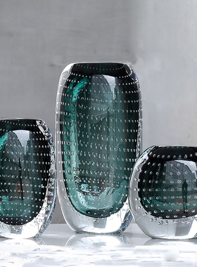 琉璃气泡花瓶创意简约现代轻奢样板房客厅餐桌插干花玻璃装饰摆件