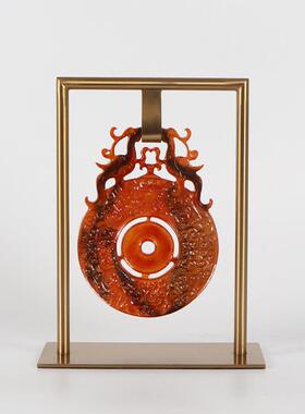 LXZ高玉端龙纹扣中式茶室展示柜古架茶台书房陈列装博饰品玉璧新