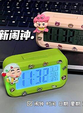 帕恰狗迷你夜光闹钟可爱静音学生小巧桌面钟表时钟通用电子闹钟