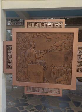 纯铜浮雕司母戌方鼎黄铜寺庙锻铜铸铜鼎单位山水画四方铜鼎装饰