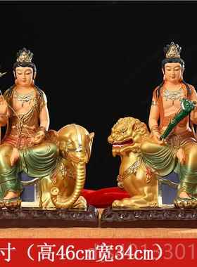 高档文殊普贤萨像树脂菩玻璃钢佛像 家用供 招财 寺庙神像奉 文殊