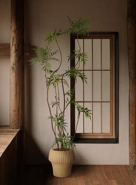 彷真绿色植物室内十大功劳假树高端轻奢假植物侘寂风落地盆栽装饰