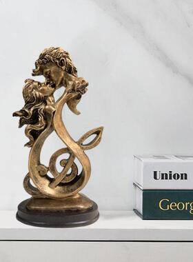 新款直销树脂艺术工艺品吻摆件饰家居装饰品创意音乐会情侣高端礼