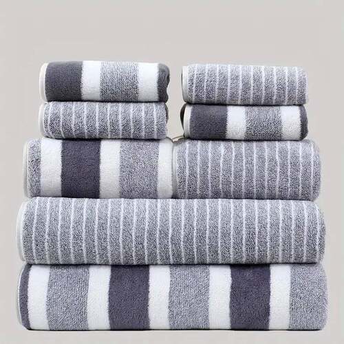 6pc cotton bath towel set Large Hand Bathroom Shower Towels - 图1