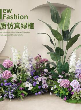 仿真植物紫色花园造景花卉室内庭院摄影布景酒店橱窗美化绿植花丛