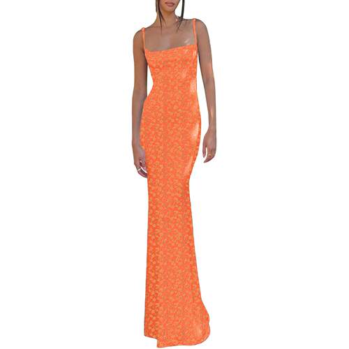 Women Sweet Floral Print Back Straps Slinky Dress Slim - 图2
