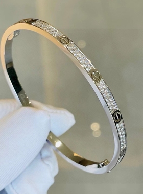 公价22.8万】99新卡地亚白金窄版满天星手镯正品二手N6710817