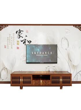 新中式实木花格线条电视背景墙边框木条子木雕原木装修7线条吊顶