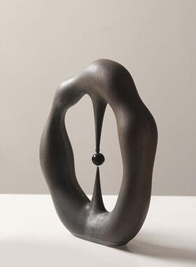 现代简约创意抽象圈几圆摆样件ACR板间酒店客厅何书架桌面装饰品