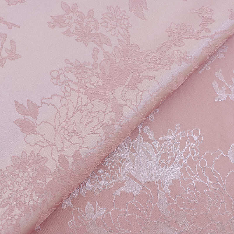 新款仿真丝汉服提花国风弹力色丁藤花提花布连衣裙里布缎面面料 - 图1