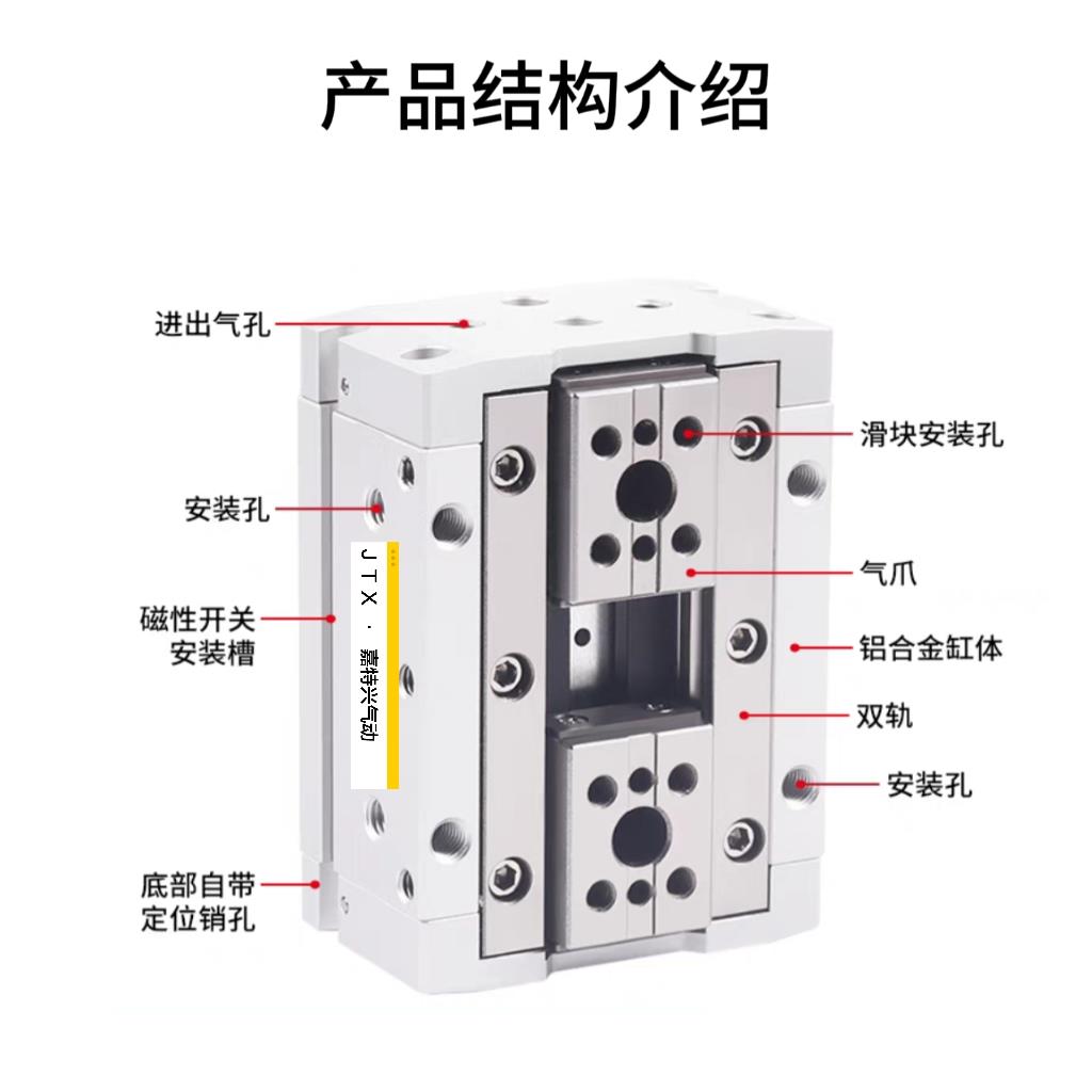 HFD亚德客薄型手指气缸HFD8X30/HFD12X10/16X20/25X40/精密气动夹 - 图3