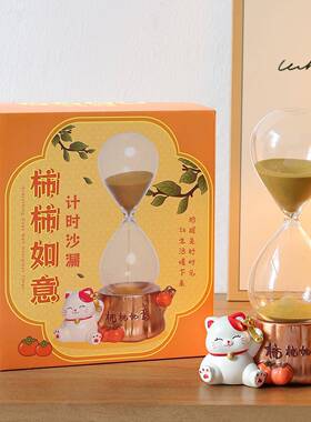 创意招财猫沙漏室计器摆件YF084-78办公工位加压神装器趣味时桌面