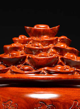 花梨木雕刻聚宝盆摆件红木工艺品家居客厅装饰公司店铺开业送礼品