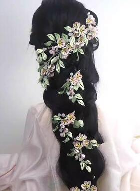 缠花diy材料包手工古风拂花枝材料软簪花汉服拍照国头饰发夹线簪