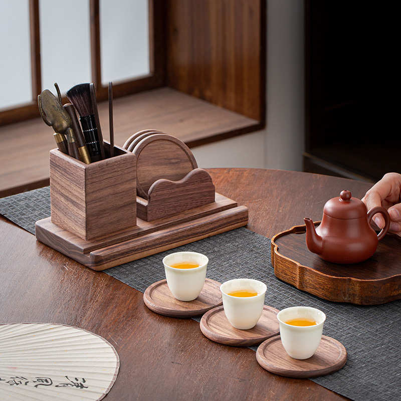 Tea ceremony Six Gentlemen Set Ebony Electric Wood Kung Fu Tea Set Tea Clip Tea Needle Tea Brewing Tool Accessories Tea Spoon