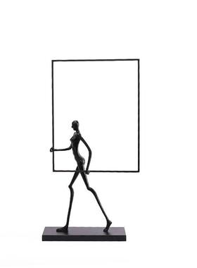 轻奢现代简约黑色抽象人物人像摆件雕塑坐姿人样板房售楼处饰品