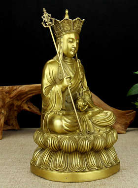 纯铜佛像 地藏王菩萨 娑婆三圣 家居摆件 观音 佛祖 佛堂桌面装饰