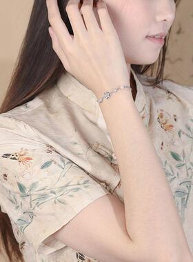 茉莉花银手錬女轻奢小众精致高颜生2025新日款手镯生值礼物送女友