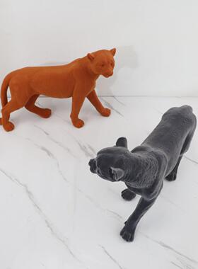 饰欧件式创意植绒金钱豹动物摆厅书房酒店办公室样板房家0923居装