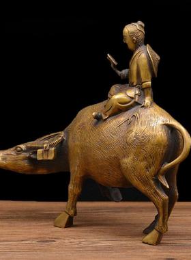 宏达铜器 纯铜 大号童子牧牛吉祥礼品摆件