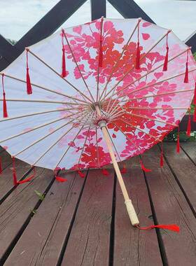 女童雨伞小学生网红轻便古风油纸伞流苏飘带伞汉服道具古代古装伞
