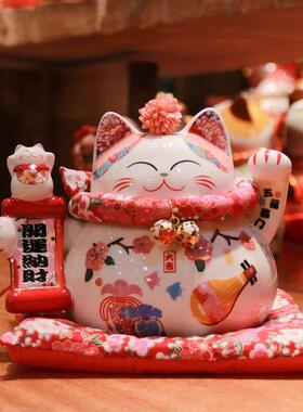 招财猫小摆件办公桌面家居客厅创意礼品陶瓷存钱存钱筒发财猫可爱